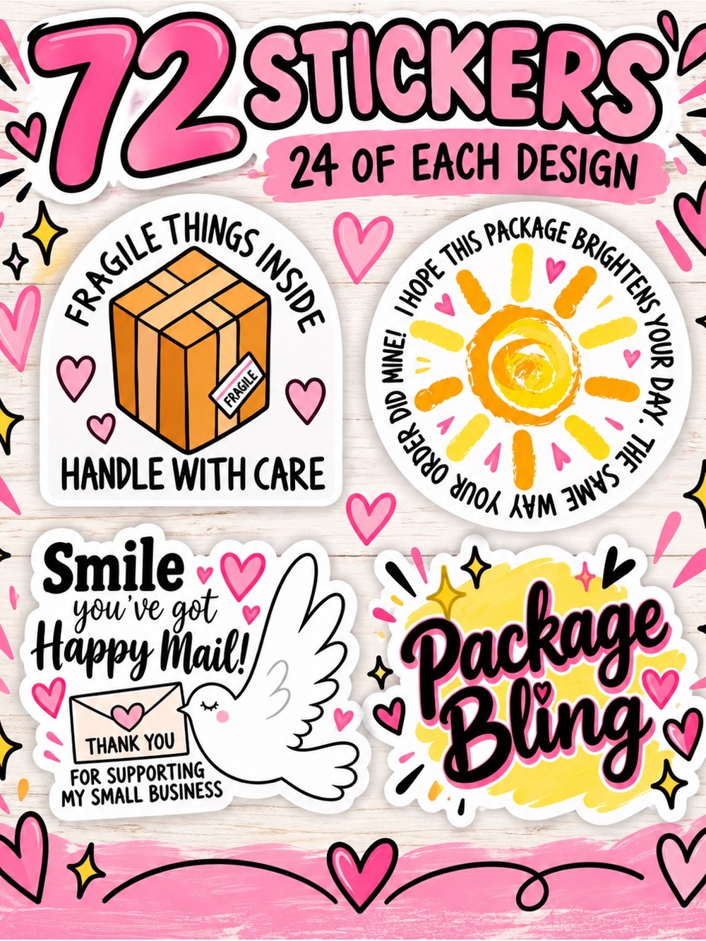 Package Bling 72 Sticker 24 of each design